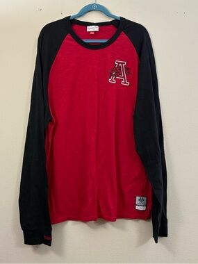 Mitchell & Ness Arkansas Razorbacks Slub Raglan Long Sleeve T-Shirt mens 2XL